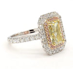 14K 3.16ct Lab Grown Yellow Diamond Radiant Cut Cocktail Ring