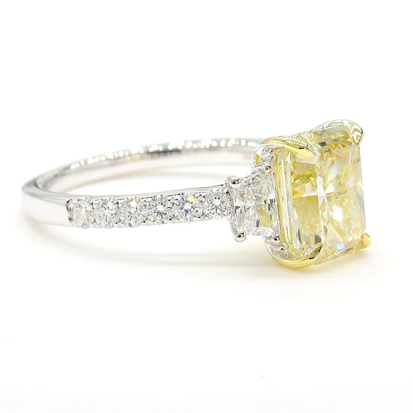 18K Solid Gold IGI Certified Lab Grown Yellow Radiant Diamond 3.30 Carat CTW Cocktail Ring