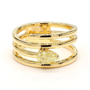 14K 0.5ct Lab Grown Yellow Diamond Pear Cut Cocktail Ring