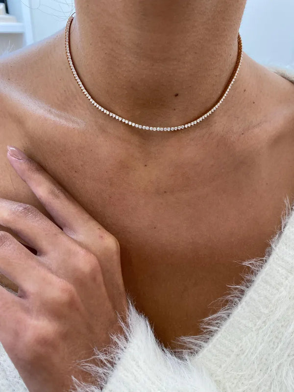 18K Solid Gold Lab Diamond Tennis Necklace | Riyanika Jewels