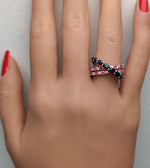 18K Solid Gold Oval Sapphire, Ruby & Lab Grown Diamond 2.84 Carat Cocktail Band - Alternate Angle
