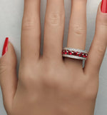 18K Solid Gold Red Round Ruby & Lab Grown Diamond 1.69 Carat Cocktail Band - Alternate Angle
