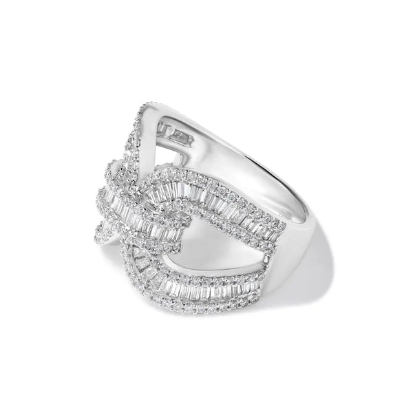 18K Solid Gold Baguette Lab Grown White Diamond 1.80 Carat Band - Side View | Riyanika Jewels