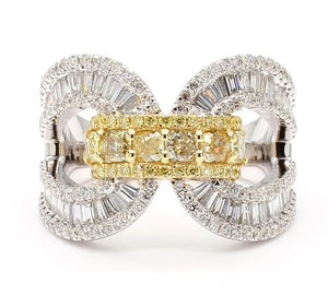 14K 2.11ct Lab Grown Yellow Diamond Cushion Cut Cocktail Band