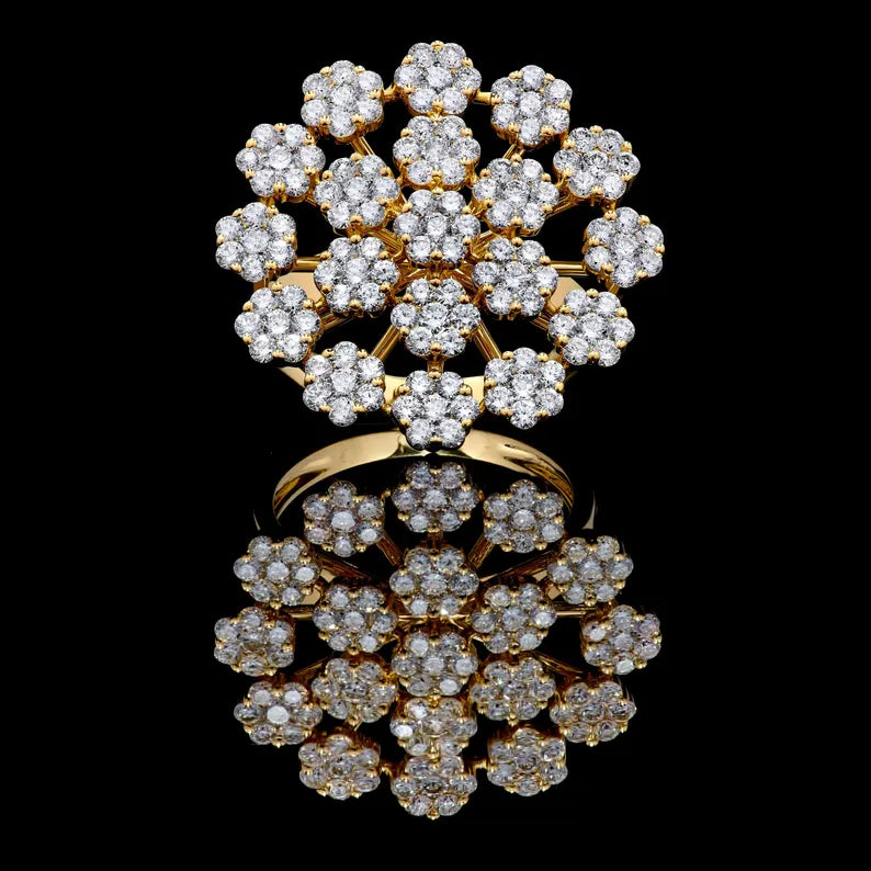 18K 2.75ct Round Cut Natural Diamond Cocktail Ring