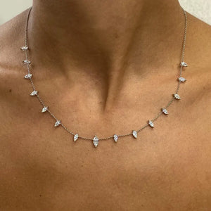 14K Natural Diamond Marquise Cut Necklace