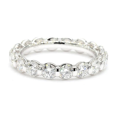 18K Solid Gold Round Lab Grown White Diamond 2.51 Carat Eternity Band | Riyanika Jewels