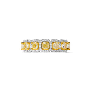 14K 1.8ct Lab Grown Yellow Diamond Cushion Cut Cocktail Ring