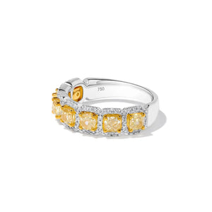 1.8ct Fancy Yellow Diamond Cushion Cut Cocktail Ring in 18K Solid Gold | Riyanika