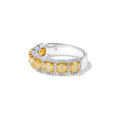 1.8ct Fancy Yellow Diamond Cushion Cut Cocktail Ring in 18K Solid Gold | Riyanika