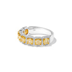 18K Solid Gold Cushion Lab Grown Yellow Diamond 1.80 Carat Cocktail Ring - Side View | Riyanika Jewels