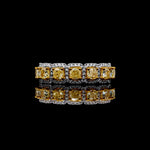 14K 1.8ct Lab Grown Yellow Diamond Cushion Cut Cocktail Ring