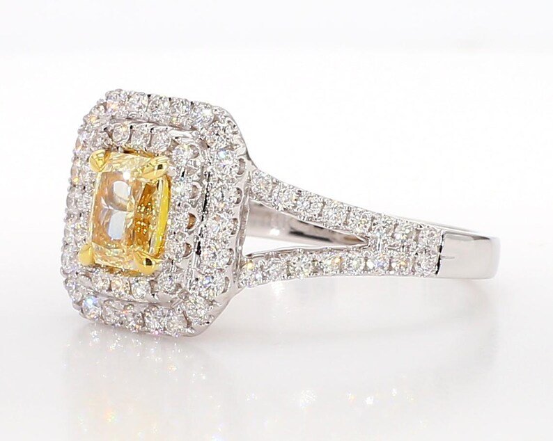18K Solid Gold Radiant Lab Grown Yellow Diamond 1.50 Carat Cocktail Ring | Riyanika Jewels