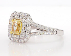 14K 1.5ct Lab Grown Yellow Diamond Radiant Cut Cocktail Ring
