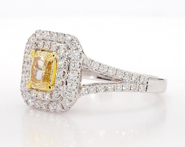 14K 1.5ct Lab Grown Yellow Diamond Radiant Cut Cocktail Ring