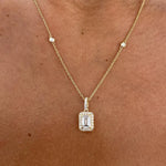 18K Gold 1.37 ct Emerald & Round Diamond Cluster Pendant - View 6 | Riyanika Jewels