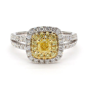 14K 1.17ct Lab Grown Yellow Diamond Oval Cut Wedding Band
