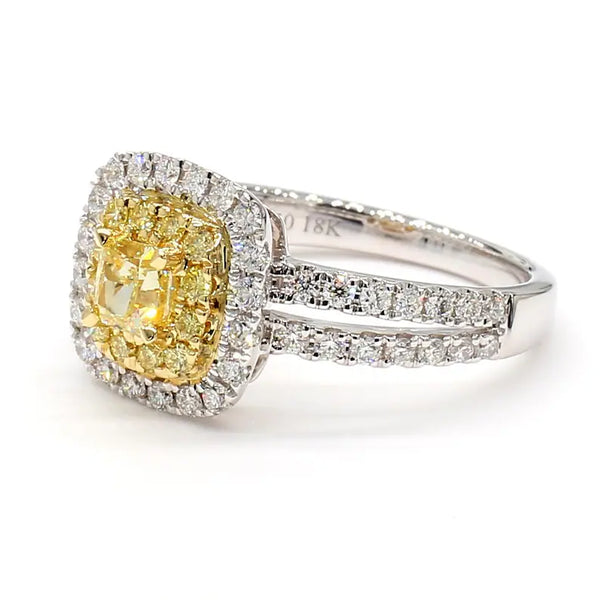 14K 1.17ct Lab Grown Yellow Diamond Oval Cut Wedding Band
