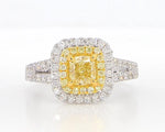 18K Solid Gold Cushion Lab Grown Yellow Diamond 1.42 Carat Cocktail Ring - Detail | Riyanika Jewels