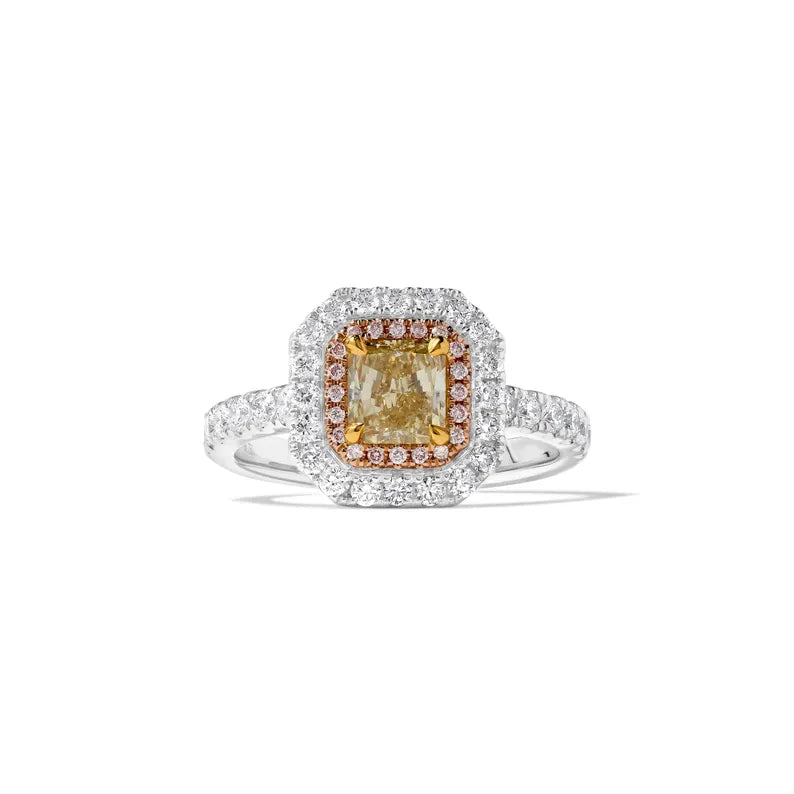 14K 1.61ct Lab Grown Yellow Diamond Radiant Cut Cocktail Ring