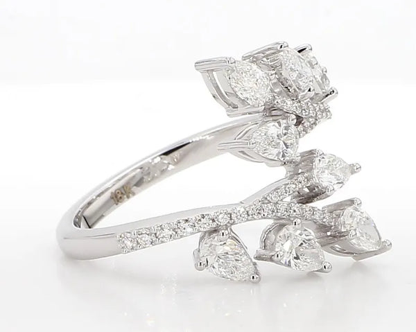 18K Solid Gold Pear Lab Grown Diamond 1.27 Carat Cocktail Ring - Side View | Riyanika Jewels