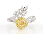 18K Solid Gold Cushion Lab Grown Yellow Diamond 1.59 Carat Cocktail Ring - Detail | Riyanika Jewels