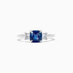 18K Solid Gold 2.07 Carat Cushion Blue Sapphire and White Lab Grown Diamond Cocktail Ring - Detail