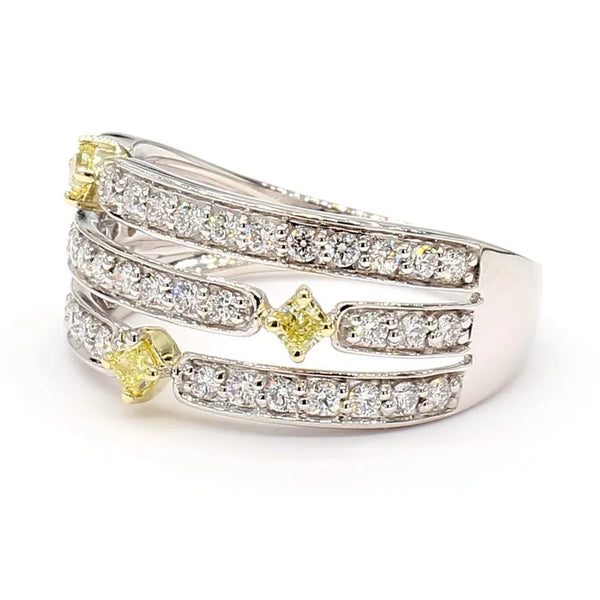 0.66ct Fancy Yellow Diamond Radiant Cut Cocktail Ring in 18K Solid Gold | Riyanika