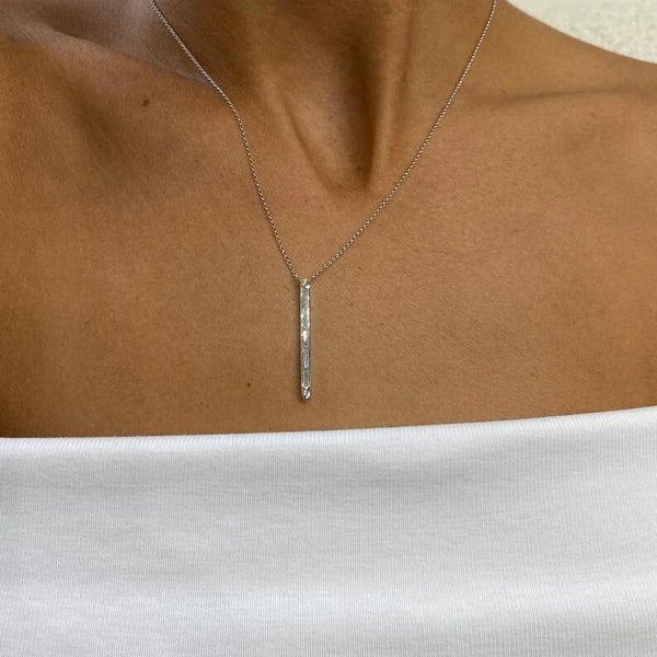 18K Gold 0.33 ct Baguette Diamond Bezel Pendant | Riyanika Jewels