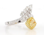 18K Solid Gold Cushion Lab Grown Yellow Diamond 1.59 Carat Cocktail Ring - Close Up