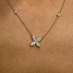 18K Solid Gold Marquise & Round Lab Grown Diamond Prong Flower Pendant Necklace - View 8