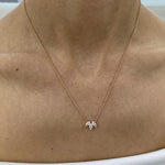 18K Solid Gold Marquise Lab Grown Diamond Prong Pendant Necklace - Close Up | Riyanika Jewels