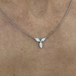 18K Solid Gold Marquise Lab Grown Diamond Prong Chain Necklace - Detail | Riyanika Jewels