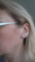 14K Solid Gold Natural Diamond Thorn Tribal Stud Earrings