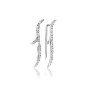 14K Solid Gold Natural Diamond Thorn Tribal Stud Earrings