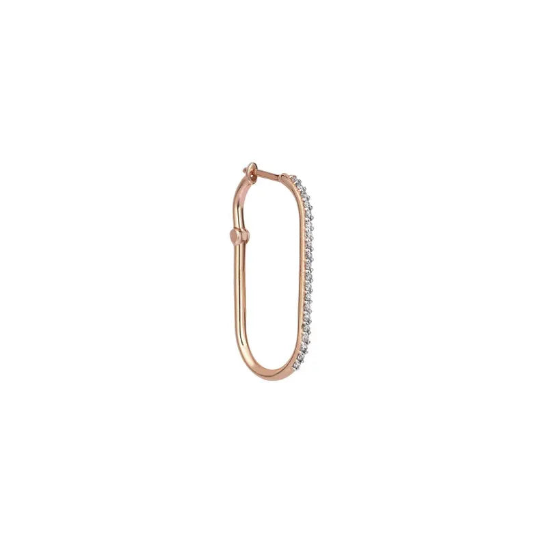 18K Solid Gold Natural Diamond Lumiere Hook Hoop Earrings - View 7 | Riyanika Jewels