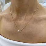 14K Solid Gold Emerald Diamond Chain Necklace