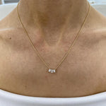 18K Solid Gold Emerald Lab Grown Diamond Chain Necklace - Alternate Angle | Riyanika Jewels
