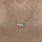 14K Solid Gold Emerald Diamond Chain Necklace