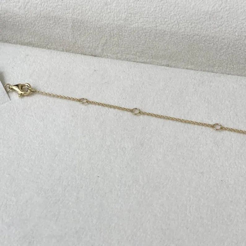 18K Solid Gold Emerald Diamond Chain Necklace - Side View | Riyanika Jewels