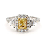 1.98ct Fancy Yellow Diamond Radiant Cut Cocktail Ring in 18K Solid Gold | Riyanika