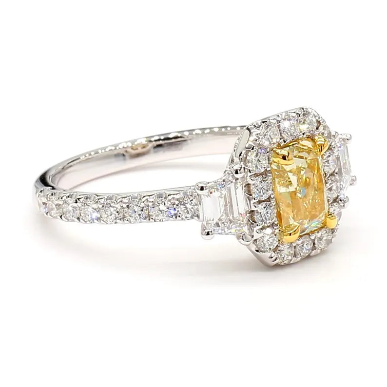 14K 1.98ct Lab Grown Yellow Diamond Radiant Cut Cocktail Ring