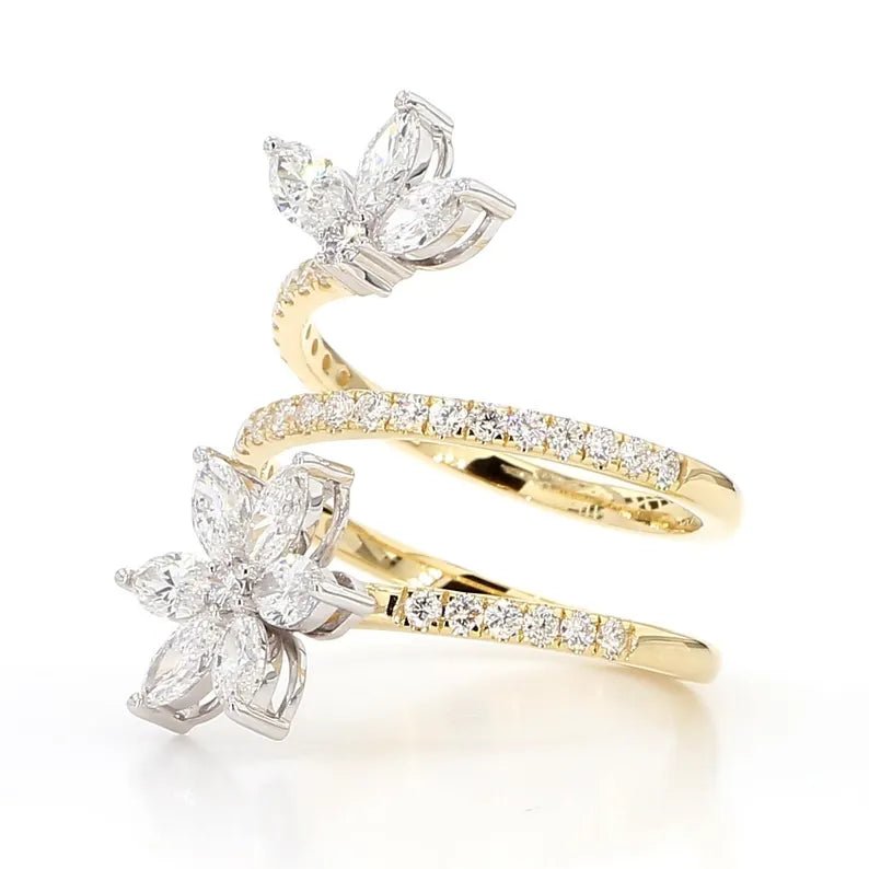14K 1.91ct Lab Grown Diamond Marquise Cut Cocktail Ring