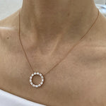 14K Natural Diamond Emerald Cut Pendant Necklace