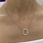 14K Natural Diamond Emerald Cut Pendant Necklace