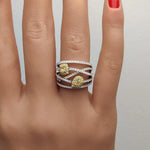 14K 1.16ct Lab Grown Yellow Diamond Pear Cut Cocktail Ring