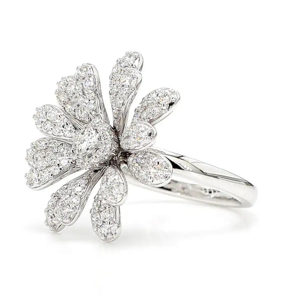 18K Solid Gold Asscher Lab Grown Diamond 1.11 Carat Cocktail Ring - Side View | Riyanika Jewels