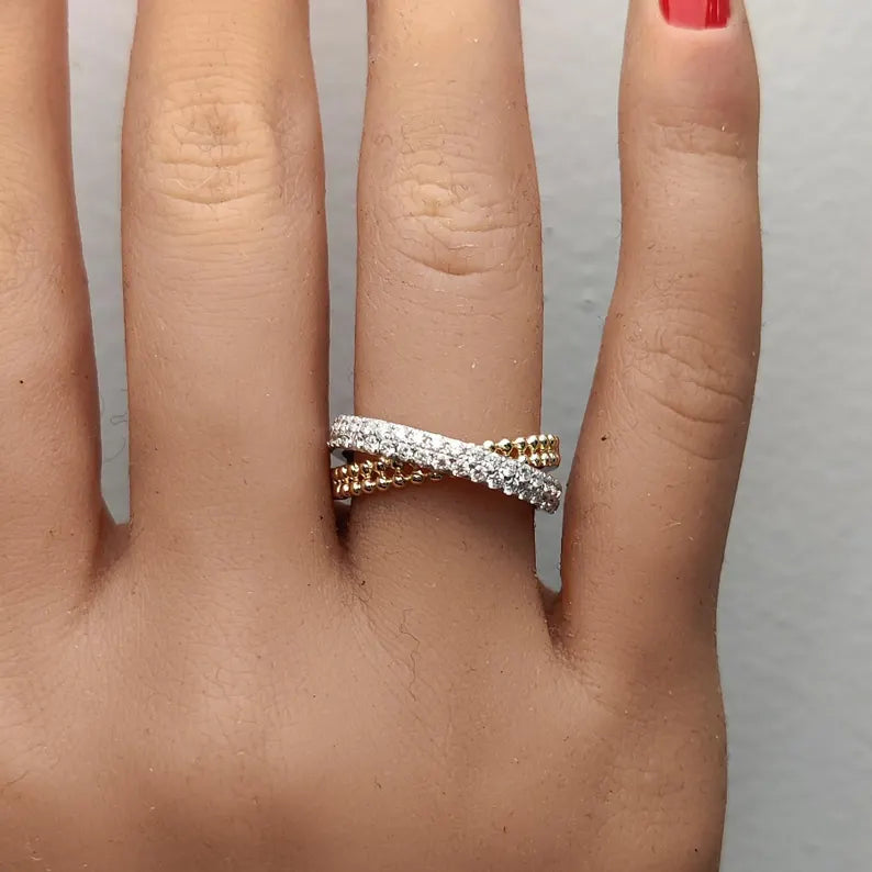 18K 0.5ct Round Cut Natural Diamond Cocktail Band