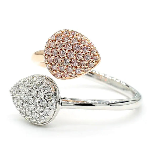18K Solid Gold Round Lab Grown Pink Diamond 0.61 Carat Cocktail Ring - Side View | Riyanika Jewels