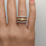 14K 1.52ct Lab Grown Yellow Diamond Pear Cut Cocktail Ring